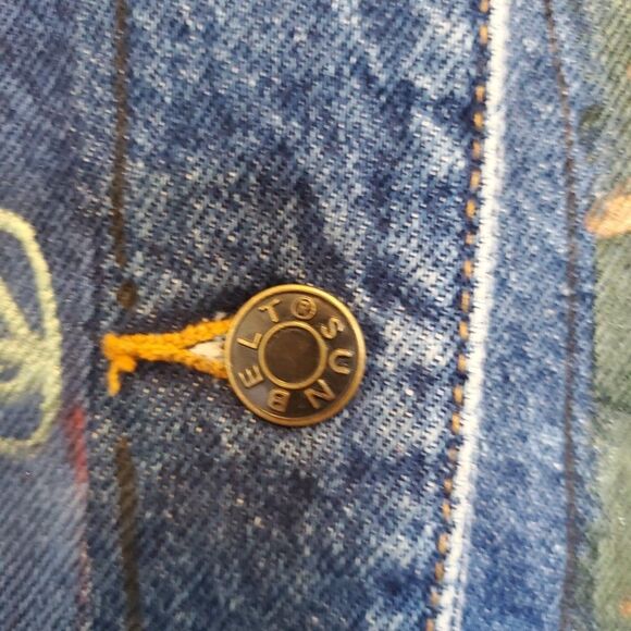 Vintage Sunbelt Hand Painted Southwestern Denim Vest Size Small One Button - Picture 7 of 12